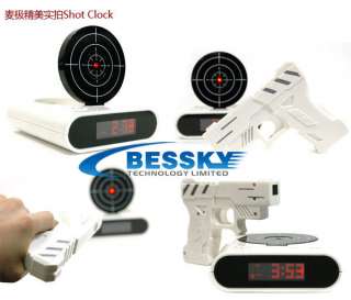 NEW Laser Gun Target Alarm desk clock Gadget Novelty  
