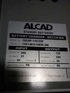 ALCAD BATTERY CHARGER/RECTIFIER 1SCRF 130 020 130V DC  