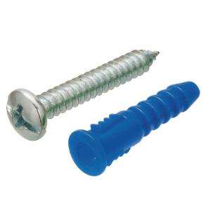 Crown Bolt #10 12 x 1 1/4 in. Blue Ribbed Plastic Anchors with Pan 