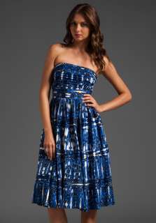 TRACY REESE Strapless Dress in Chambray Tribal Woodblock at Revolve 