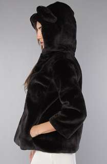 Sauce The Mickey Ear Coat in Black Vegan Fur  Karmaloop   Global 