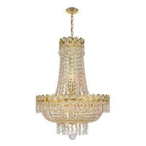 Worldwide Lighting Empire Collection 8 Light Crystal Chandelier   Gold 
