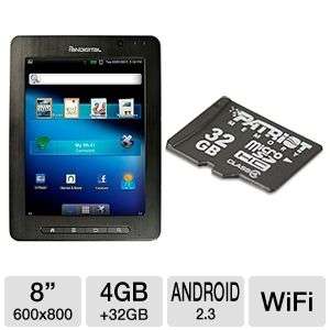 Pandigital 8 4GB Android 2.3 Internet Tablet and Patriot 32GB Class 4 