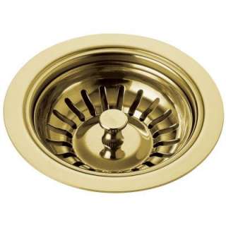 Delta Classic Kitchen 4 In. Sink Flange and Strainer in Polished Brass 
