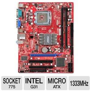 MSI G31TM P21 Motherboard   Intel G31, Socket 775, Intel Core 2 Quad 