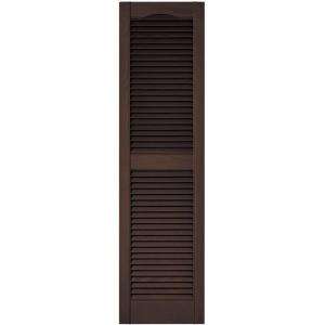 Builders Edge 15 in. x 55 in.Louvered Shutters Pair #009 Federal Brown