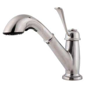 Pfister Bixby 1 Handle Mid Arc 1 or 3 Hole Pull Out Kitchen Faucet in 