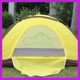 Polyester Fabri Tent 1 2 Person Folding Yellow Outdoor Camping UV Four 