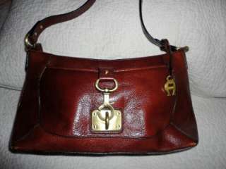 Vintage Etienne Aigner Burgundy Brown Leather Shoulder Purse  