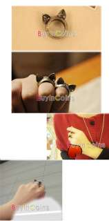   Korean Charming Style Retro Cute Cat Ear Ring Size 8 Halloween  