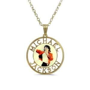 Kette, Silber, Gold plattiert, 50 cm, Anhänger mit Michael Jackson 