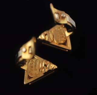 Marina B Solid 18k Two Toned Gold Triangle Earrings  