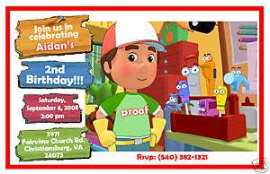 Set of 10 Handy Manny Personalized Invitations  
