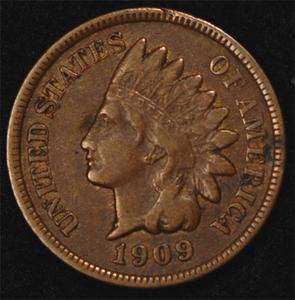 1909 S Indian Cent Lowest Mintage, Nice VF  