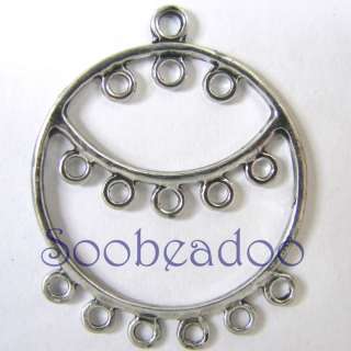 10 Antique Silver Chandelier Earring 14 Loops 35x33mm  