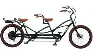 PEDEGO TANDEM ELECTRIC CRUISER BICYCLE BIKE BLACK FRAME/RIMS&BROWN 