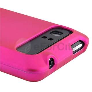 For AT&T HTC Vivid Rubberized Hard Case Snap On Phone Cover Pink+LCD 