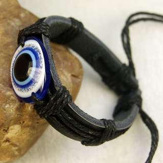 Wonderful Evil Eye leather hemp bracelet Wristband  