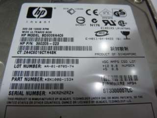 HP Compaq 300 GB Ultra SCSI 10k Hard Drive 360205 023  