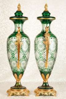 French Cut Glass Vases Urns Louis XV Classic Amphora  