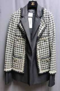 8K Chanel 11A Fancy Blk Tan Tweed Jewel Double Jacket 38 Tux Boyfriend 