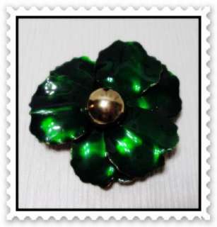 Vintage 60s Big Shimmer Teal Large Enameled Flower Brooch Pin  