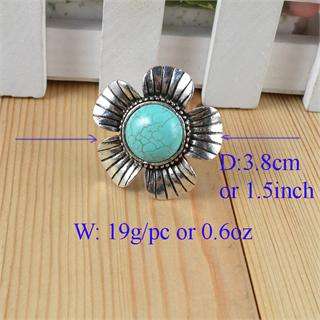 Wholesale 8pcs Antique Silver Plated Costume Turquoise Stone Flower 