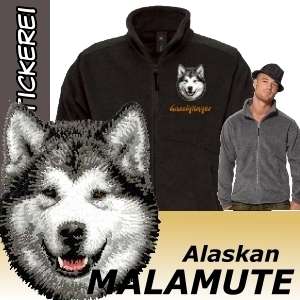Fleecejacke Jacke Alaskan Malamute Hunde Stickerei  