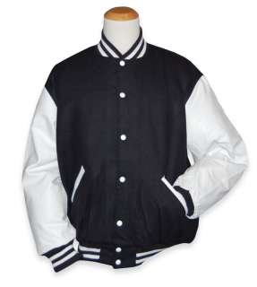 Dark Navy and White Varsity Letterman Jacket  