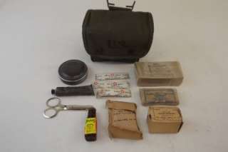WWII World War 2 US GI Army USMC First Aid Medical Kit Lot Bag/Case w 