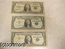 US 1957 A 1957 B $1 DOLLAR BILL SILVER CERTIFICATES BLUE SEAL SMALL 