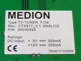 Creatix CTX917 Analog PCI Karte TV Tuner 7134 (20030450) (Medion Label 