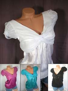 New dressy twist chiffon V neck shirt top blouse S M L  