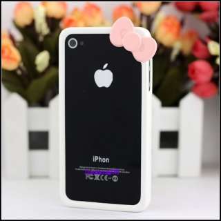 New Hello Kitty Pink Bowknot White Bumper Frame for iPhone 4 4G 4S 