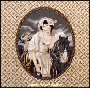 Victorian Lady Woman Fabric Material Panel 11 x 11  