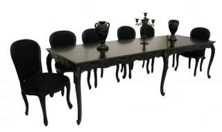 French Black Family 10 Seater Dining Table & Chairs Designer chic 