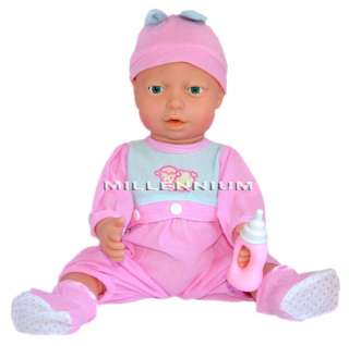 Large Crying Feeding New Born Baby Doll Bottle Girls Toy Dolls Clothes 