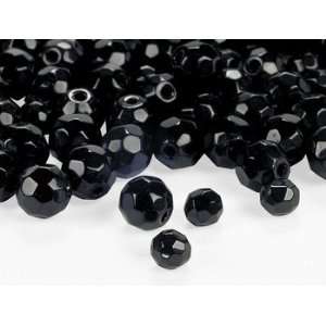  Jet Black Cut Crystal Round Beads   4mm 6mm   Beading 