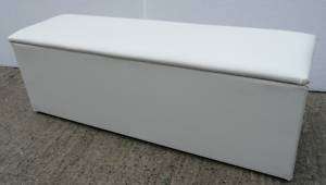 WHITE FAUX LEATHER OTTOMAN,BLANKET BOX,STORAGE 77cm  