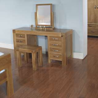 Rivermead solid modern oak bedroom furniture dressing table and stool 