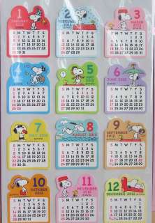 2012 Peanuts Snoopy Calendar Stickers Memo H6002  