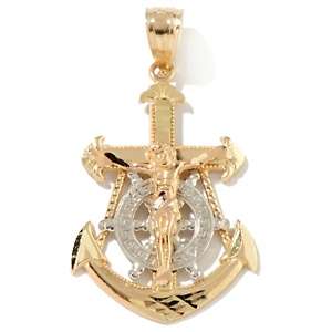 Michael Anthony Jewelry® Anchor Design Crucifix Cross 10K Pendant at 