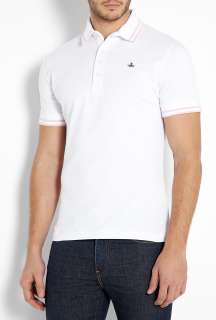 Vivienne Westwood  White High Collar Orb Polo Shirt by Vivienne 