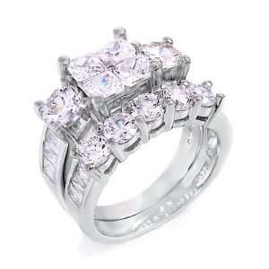 Ring Set / Two Piece Engagement Set, 6.00 Carats of Top Quality Cubic 