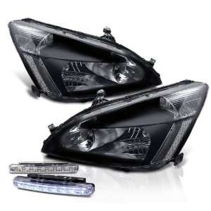   Black Head Lights + LED Bumper Fog Lamp Pair New Set Automotive