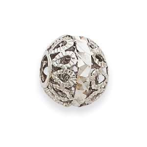    14k White Gold Diamond cut Filigree Ball Chain Slide Jewelry