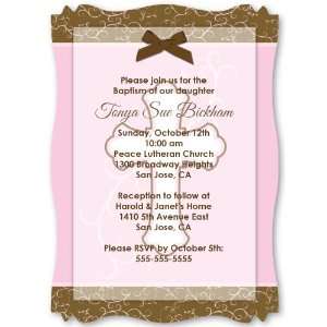 Miracle Girl Pink & Brown Cross   Personalized Vellum Overlay Baptism 