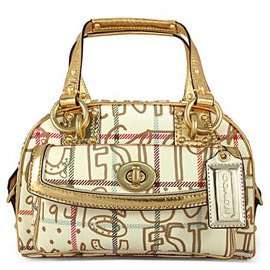 Authentic Coach Tattersall Graffiti Gold L0868-13188 Women's Purse Handbag  Tote