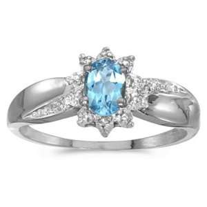   gold December Birthstone Oval Blue Topaz And Diamond Ring Jewelry
