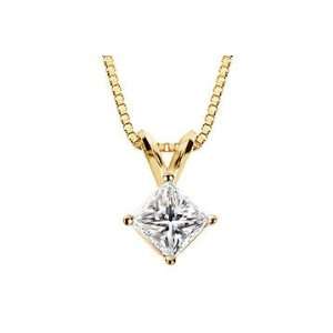 00 Carat Princess Cut Diamond Solitaire Pendant 14K Yellow Gold w 